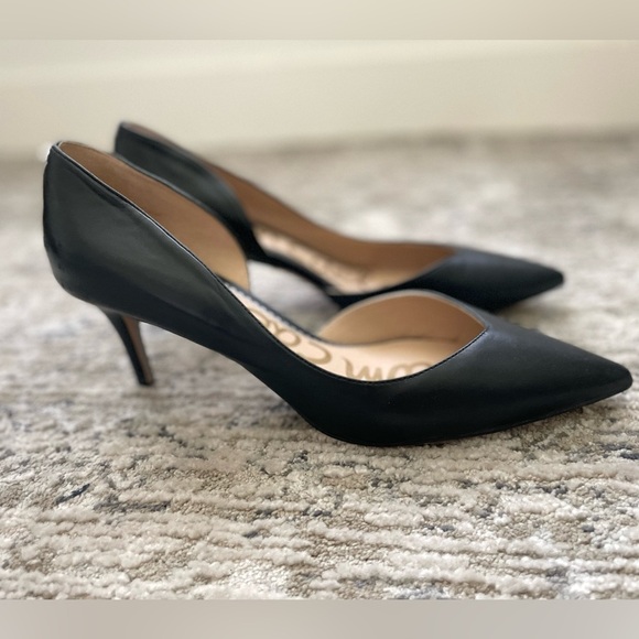 NEW Sam Edelman Jaina Black Leather D'Orsay Pumps Heeled Size 11‎ - Picture 1 of 8